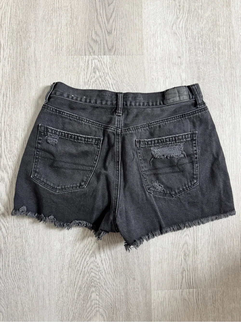 American Eagle Outfitters Black Ripped High-Rise Jean Shorts